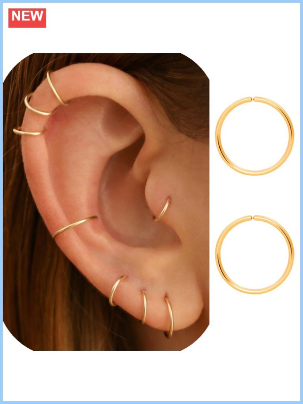 14k Gold Filled Thin Small Hoop Earrings Women Huggie Cartilage Helix